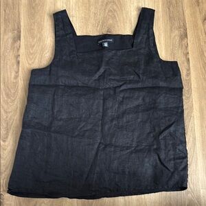 Saks black linen Sleeveless Top 100% linen medium